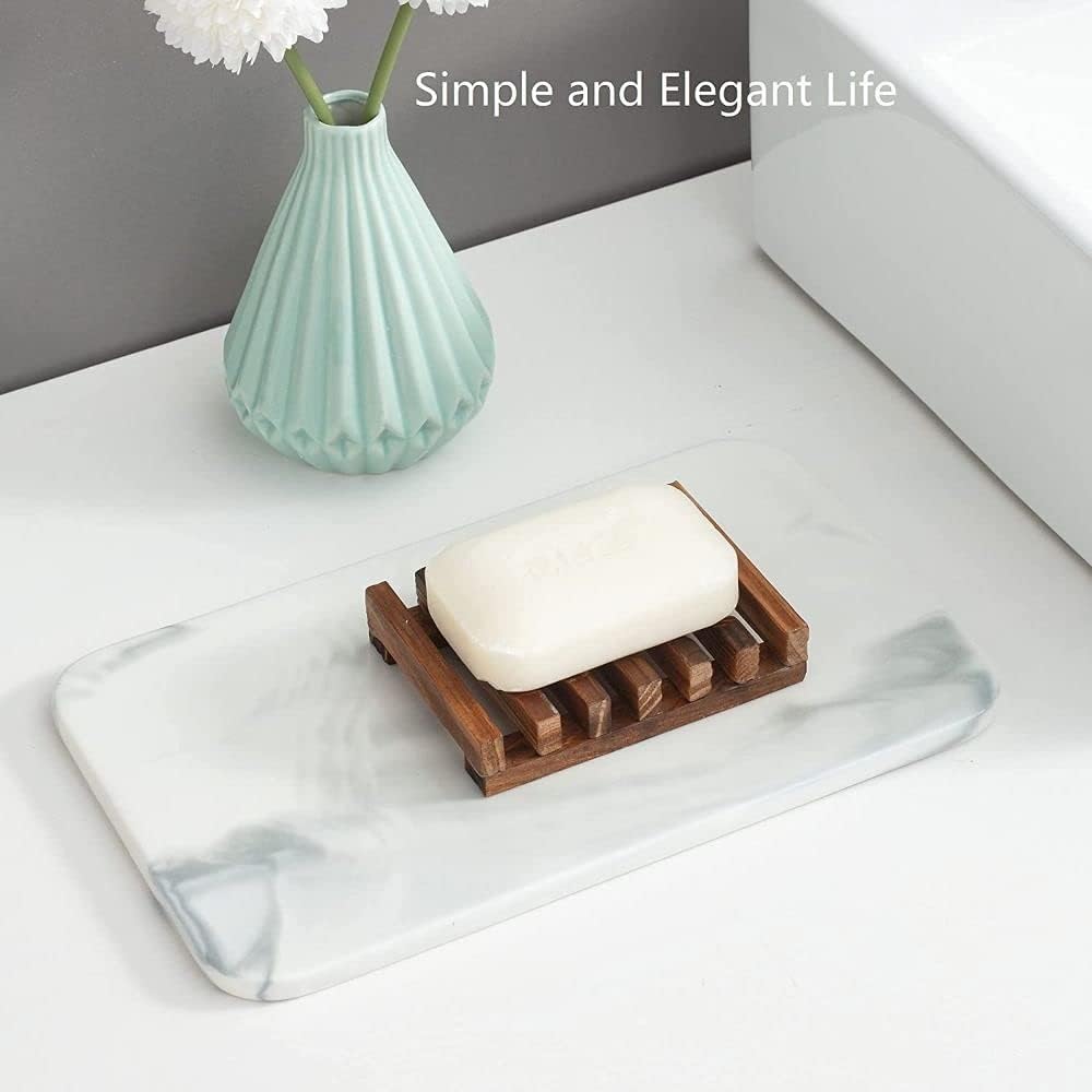 DIEWU 2 Pcs Wooden Soap Dish Self-Draining Bathroom Holder