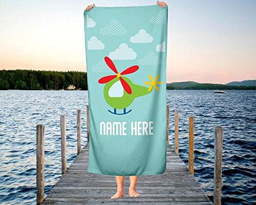 Personalized Corner Extra Large Green Helicopter Towel