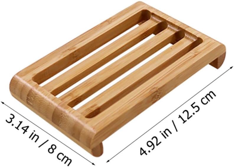 Cabilock 2pcs Bamboo Soap Holder for Bathroom and Kitchen