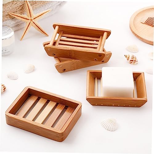 LIFKOME 2Pcs Draining Soap Dish Wooden Holder for Bathroom
