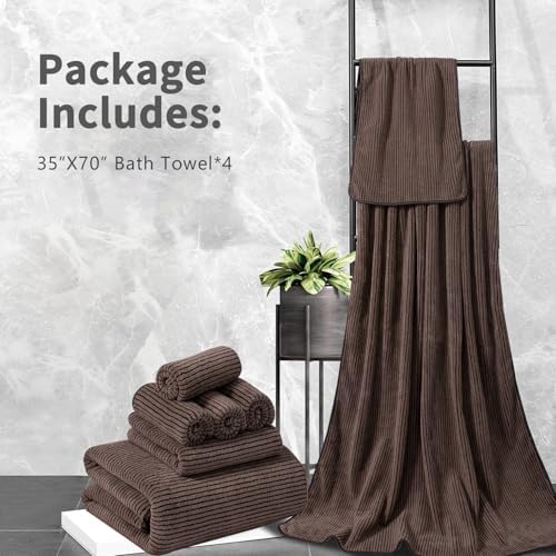 Jessy Home 4 Piece Bath Towel Set Brown