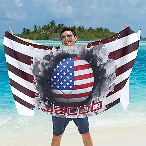 Custom USA Flag Football Towel - Red Black White Striped