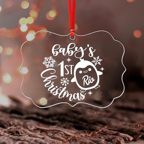 Jasilon Personalized First Christmas Baby Ornament for Boy or Girl