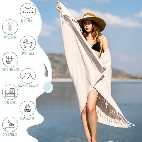 Ray Silver Turkish Beach Towel 100 Cotton 40x71 Quick Dry Oversized