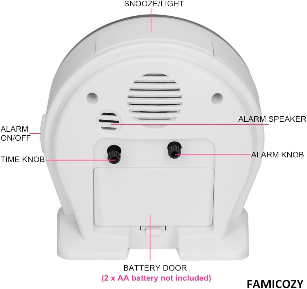 FAMICOZY 45 Silent Analog Alarm Clock with Big Numbers