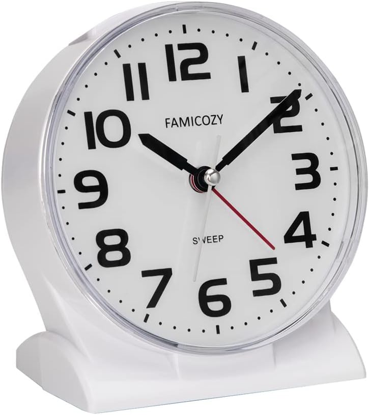 FAMICOZY 45 Silent Analog Alarm Clock with Big Numbers