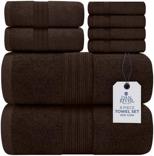 DAN RIVER 100 Cotton 8-Piece Towel Set Brown 1
