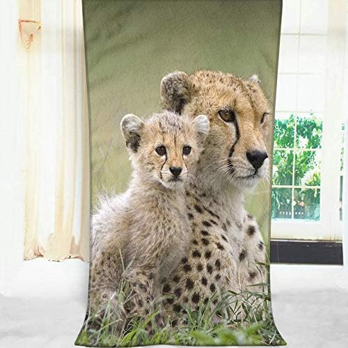 Moslion Soft Bath Towel Cheetah Pattern
