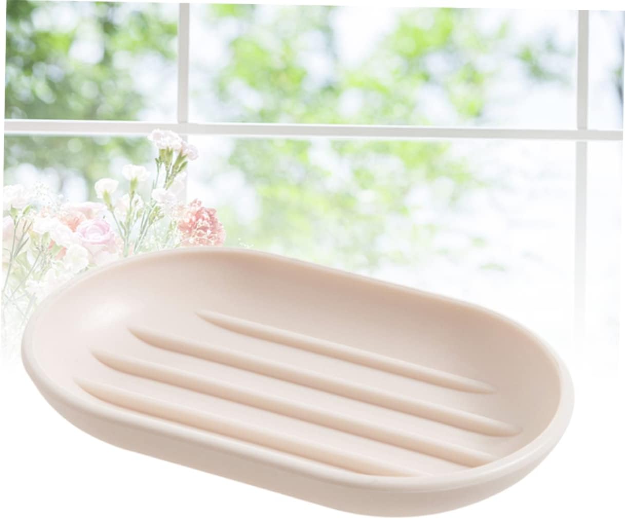 VOSAREA Oval Soap Dish Beige PP Material