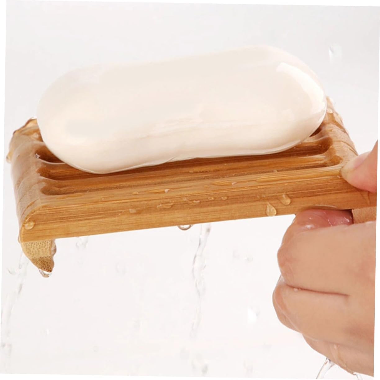 BUGUUYO 2pcs Bamboo Soap Dish Draining Holder