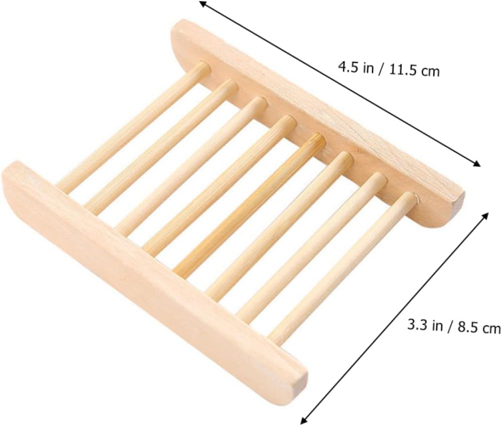 Unomor 6Pcs Wooden Soap Holder Drainage Tray for Bathroom Kitchen
