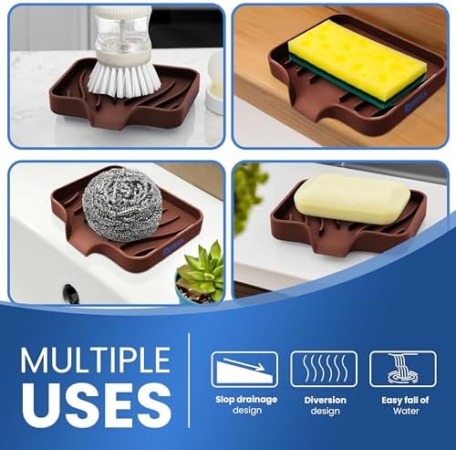 Rymss Silicone Soap Dish for Bathroom and Kitchen