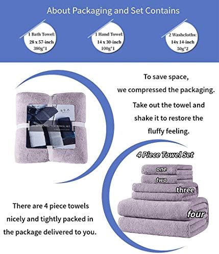 Xinrjojo Lavender Purple Microfiber Towel Set
