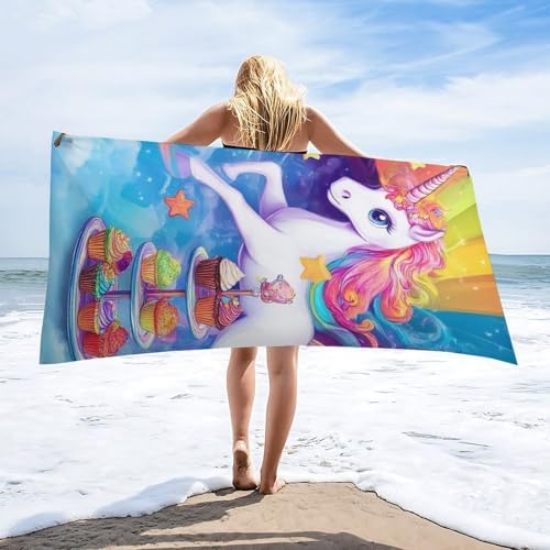 4SEE Super Soft Unicorn Rainbow Beach Towel