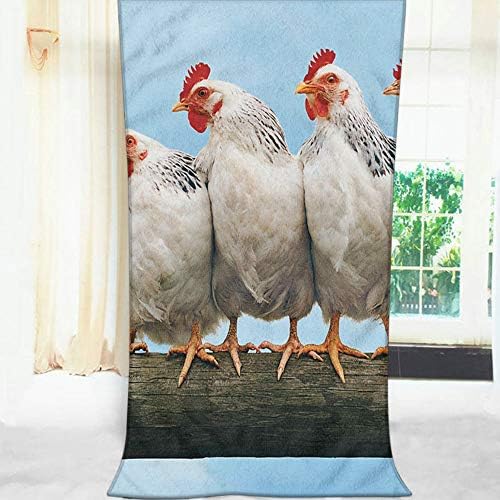Moslion Farm Animals Bath Towel Set - Chickens Rooster Hens 64x32 Inches