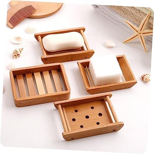 LIFKOME 2Pcs Draining Soap Dish Wooden Holder for Bathroom