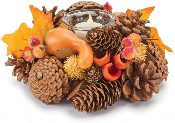 Melrose International Mixed Pinecone Berry Votive Holder Set of 6