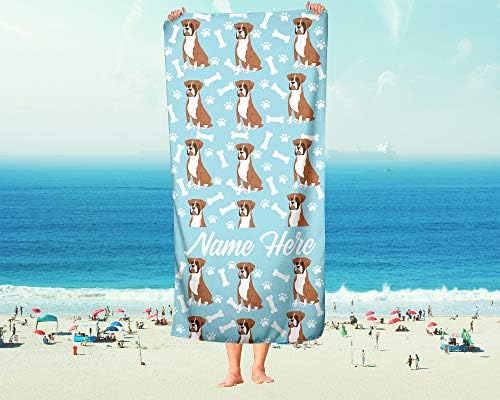 Personalized Boxer Face Beach and Bath Towels - Large and Medium