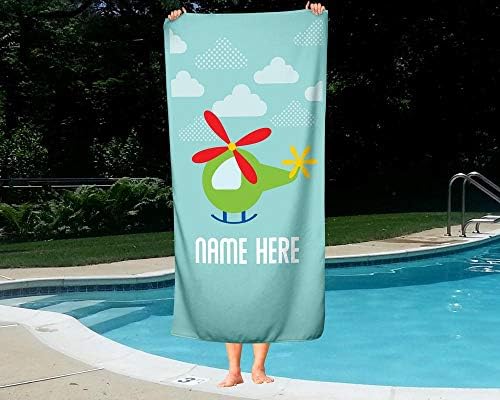 Personalized Corner Extra Large Green Helicopter Towel