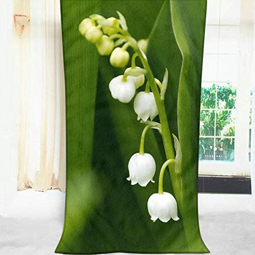 Comfy Bath Towels Lily of The Valley Green for Home Beach Camping