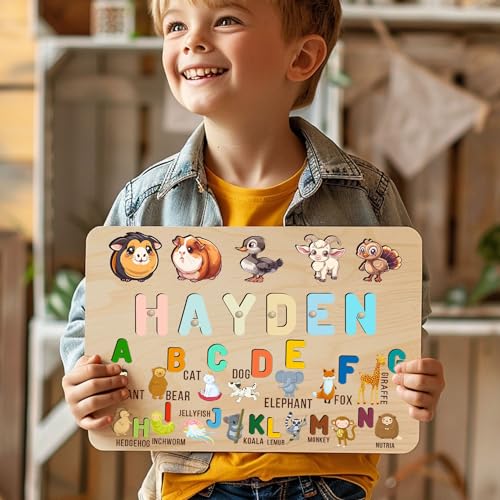Personalized Wooden Name Puzzle for Toddlers 1-3 1