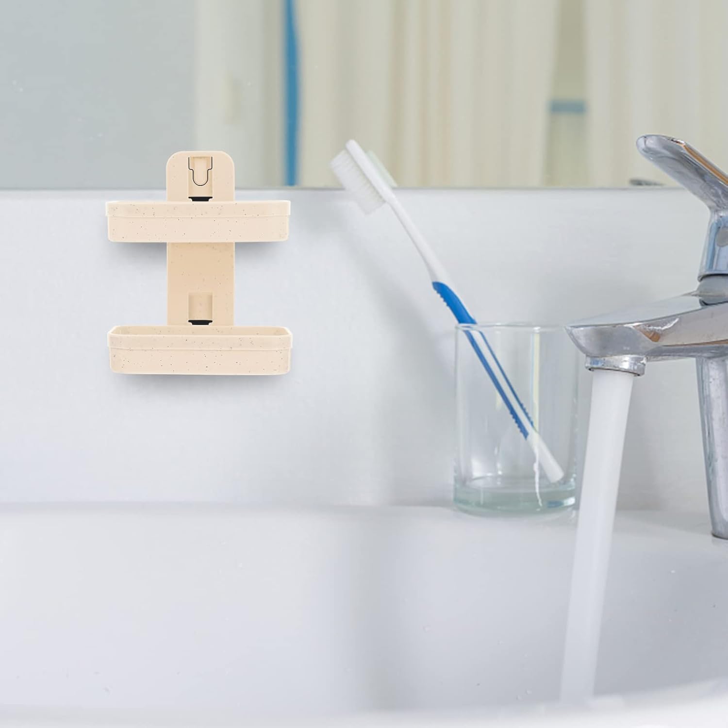 PRETYZOOM Wall Adhesive Double Layer Soap Holder