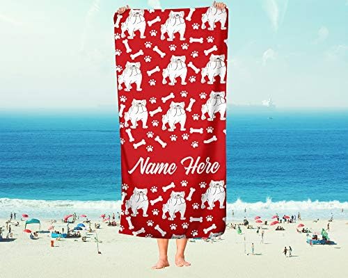 Personalized British Bulldog Beach and Bath Towels - Large and Medium 1