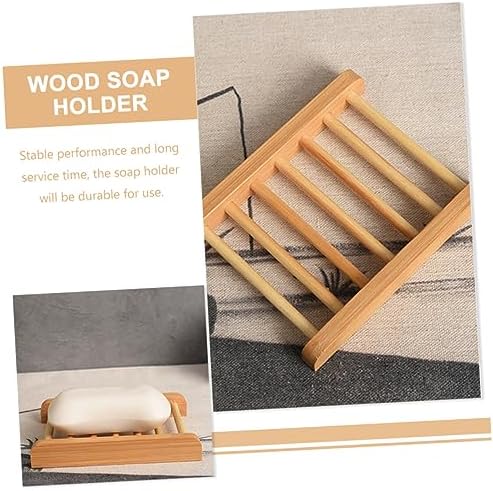 Healifty Wooden Soap Dish Holder for Bathroom and Kitchen 1