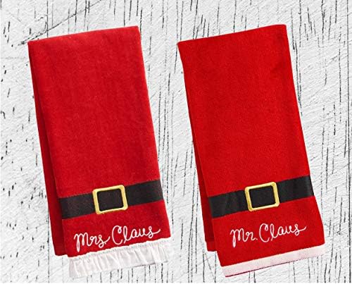 Christmas Towels Set of 2 with Santa Belt Design