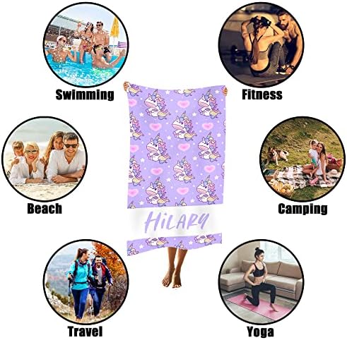 DIYKST Custom Beach Towel with Rainbow Unicorn Design