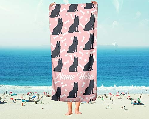 Personalized Black German Shepherd Pattern Towels for Adults Kids