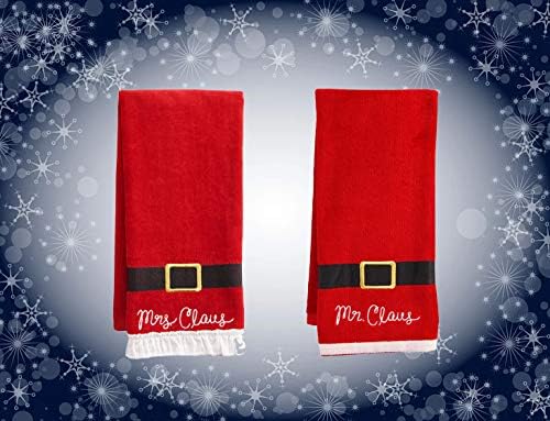 Christmas Towels Set of 2 with Santa Belt Design