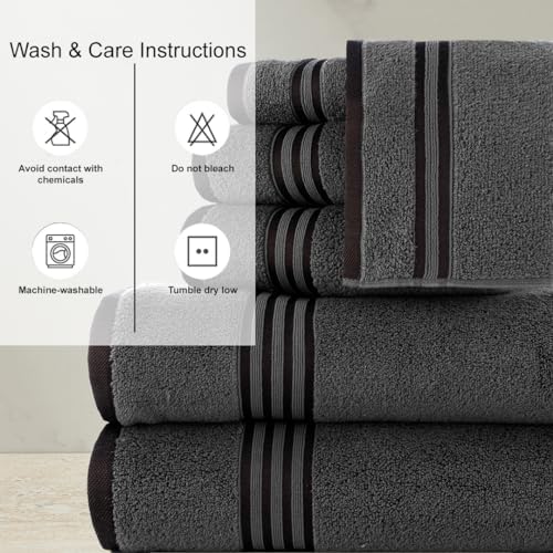 CASA COPENHAGEN Zero Twist Towel Set 6 Pieces Pine Grey