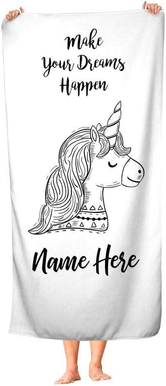 Personalized Unicorn Dreams Extra Large Towel for Kids