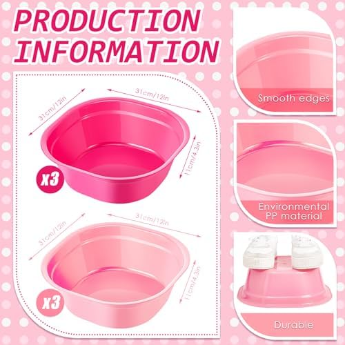 Patelai 6-Piece Kids Foot Spa Kit with Towels Pink Rose Red