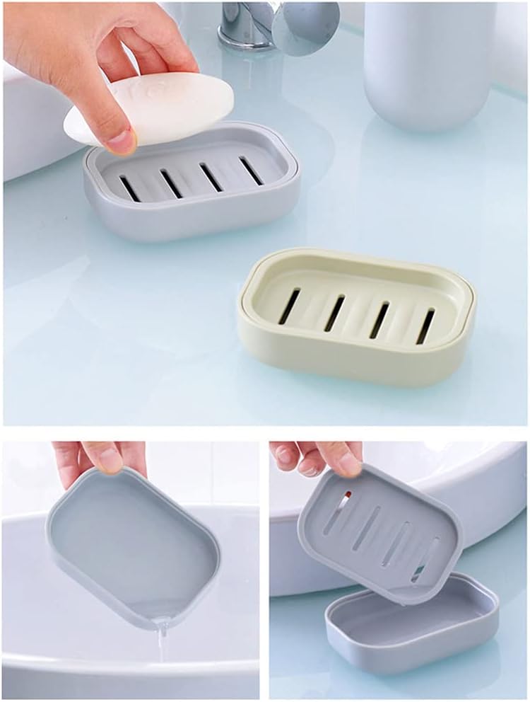 2PCS Khaki Plastic Square Soap Dish for Bathroom Kitchen
