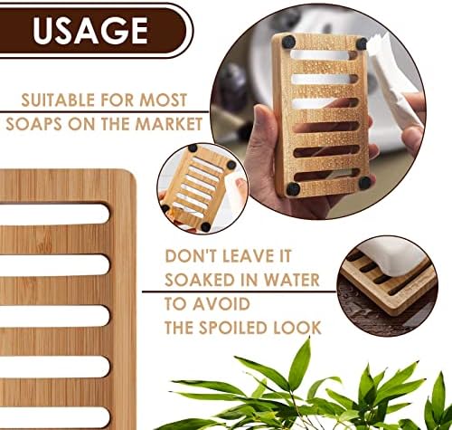 2Pcs Bamboo Soap Dish - Durable Eco-Friendly Holder for Bathroom Shower Kitchen