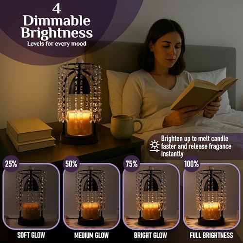 Elegant Candle Warmer Lamp with Timer and Crystals