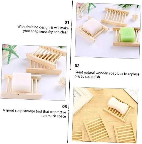Wooden Soap Tray Holder 6pcs Natural Draining