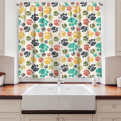 Ambesonne Dog Lover Kitchen Curtains 2 Panel Set