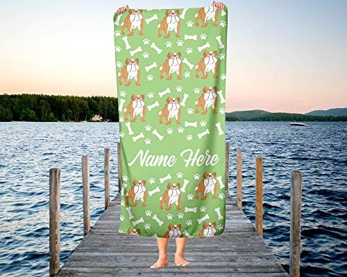 Personalized British Bulldog Beach Bath Towels for Adults Kids