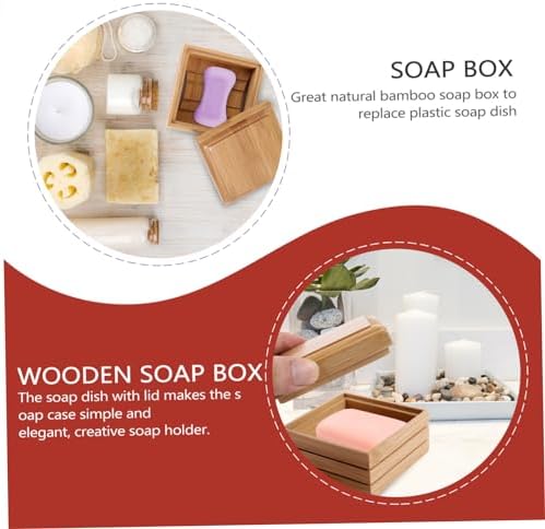 Cabilock Wood Soap Dish with Lid for Bathroom Sink