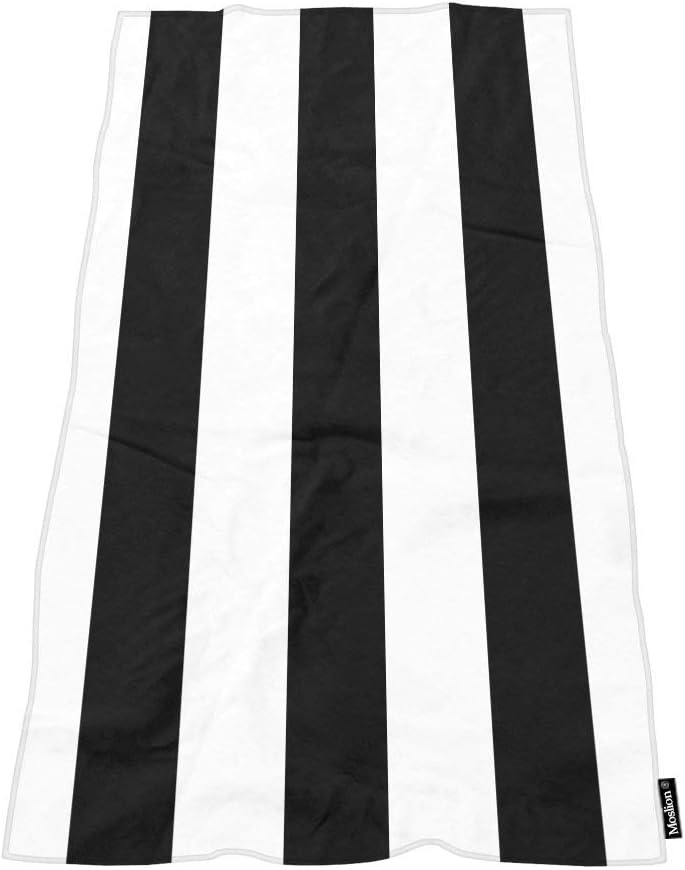 Soft Bath Towels with Black and White Stripes for Home Beach Camping