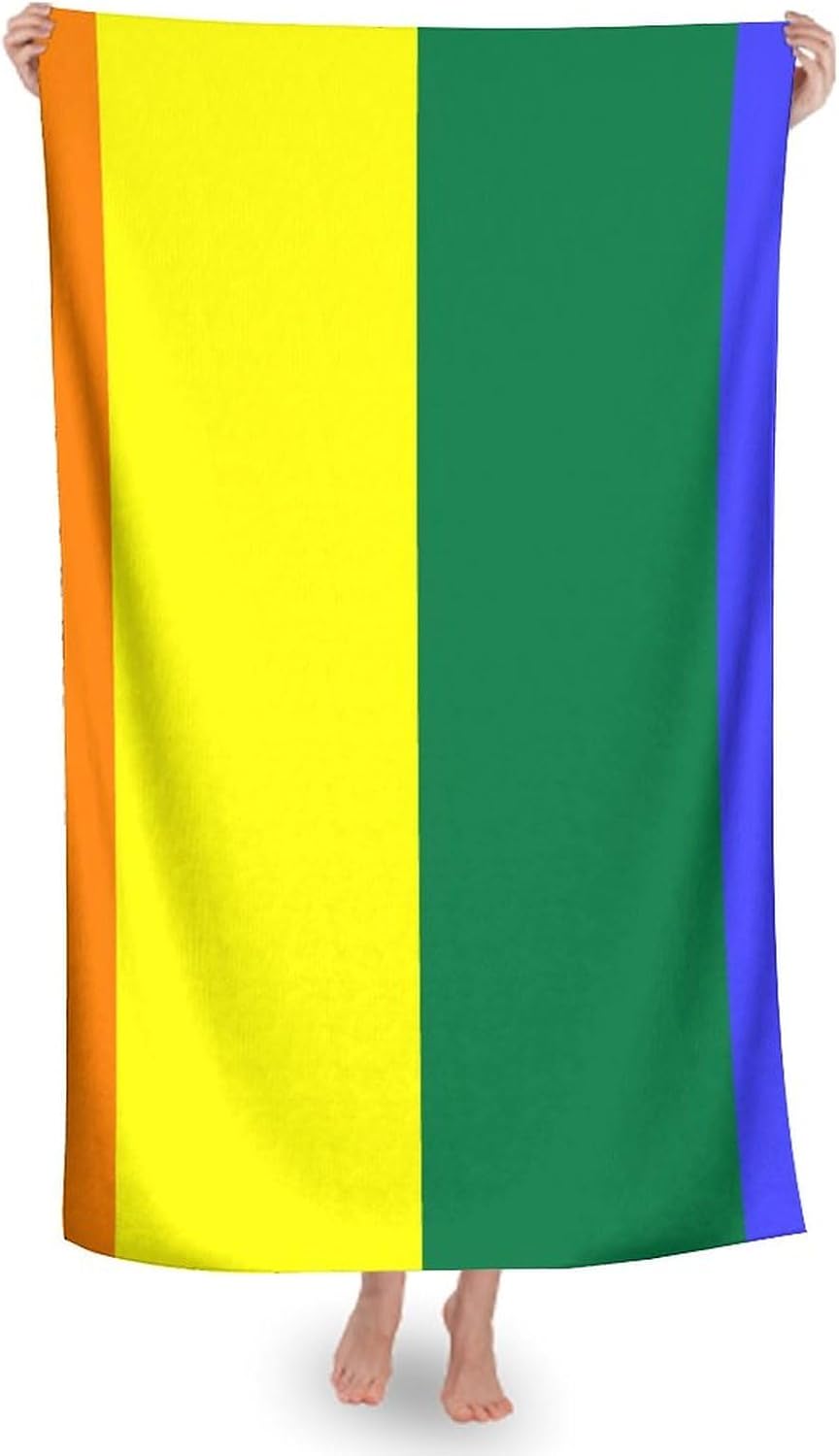 Quick Dry Oversize Bath Towel Rainbow LGBTQ Pride Flag Design