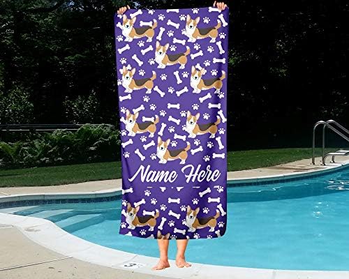 Extra Large Personalized Pet Corgi Towel for Family