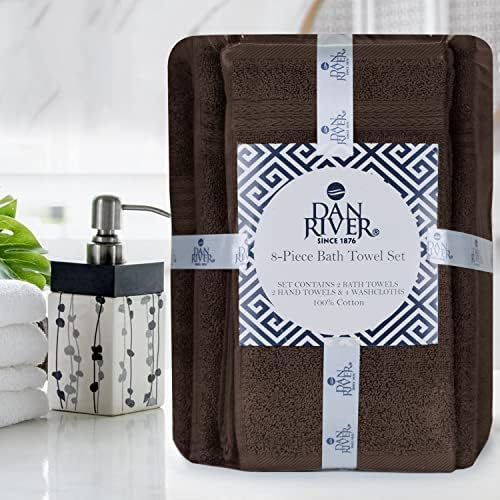 DAN RIVER 100 Cotton 8-Piece Towel Set Brown 1