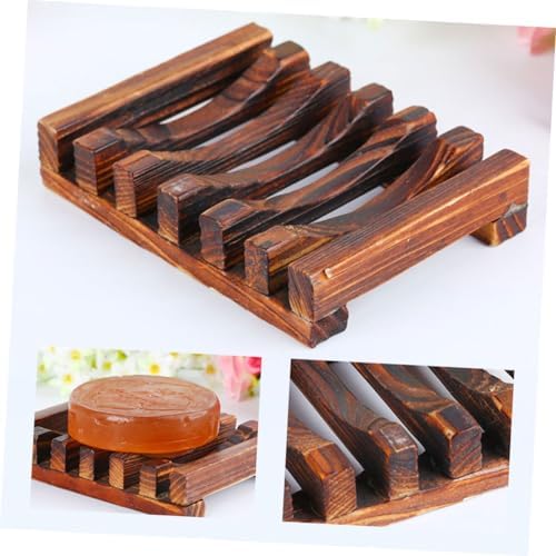 IMIKEYA 2PCS Wood Soap Dish with Drainage for Kitchen Bathroom