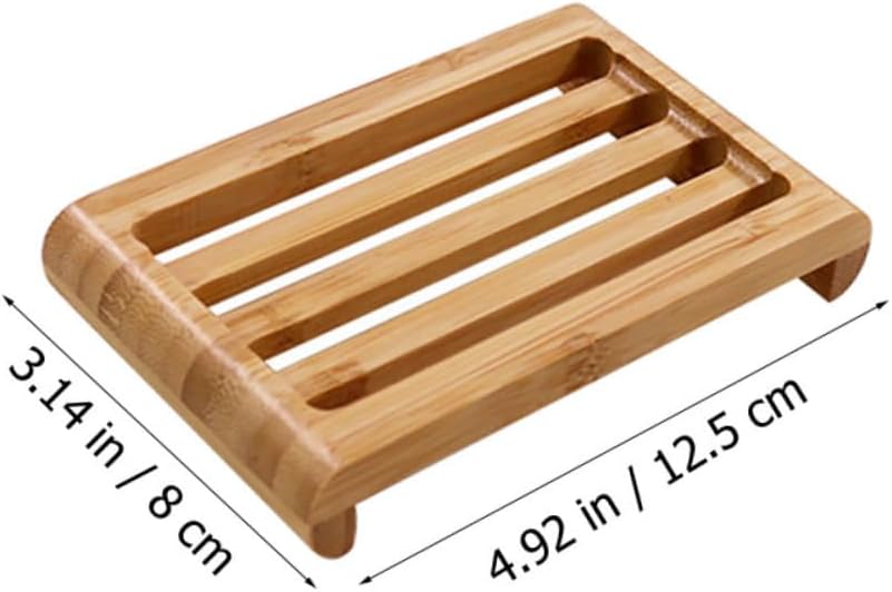 BUGUUYO 2pcs Bamboo Soap Dish Draining Holder