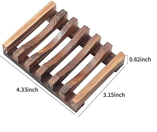 DIEWU 2 Pcs Wooden Soap Dish Self-Draining Bathroom Holder