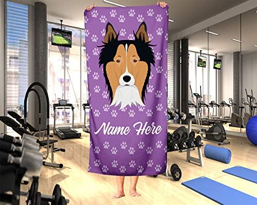 Personalized Border Collie Face Beach Towel